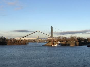 Suspension bridge over river