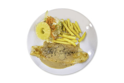 High angle view of bread in plate