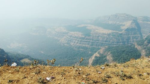 Panoramic view of mountains against sky