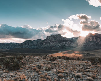 Scenic view of mountains against sky