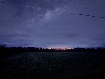 Scenic view of field against sky at night