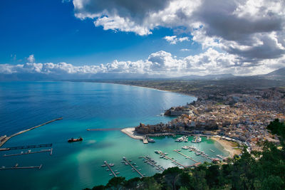 High angle view of city