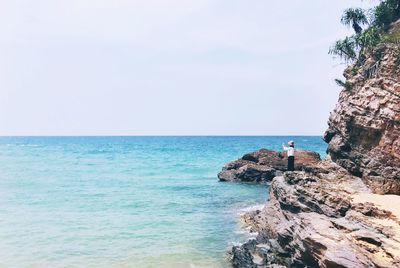 Scenic view of sea against clear sky