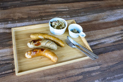 High angle view of food on table