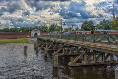 Bridge over river against sky