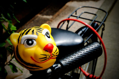 Close-up of multi colored tiger toy