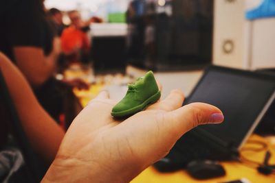 Cropped image of hand holding plant