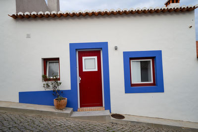 Closed door of building