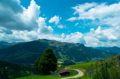 Scenic view of mountains against sky