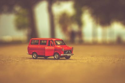 Close-up of red toy car