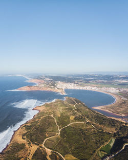 High angle view of sea against clear sky