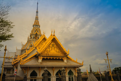 Low angle view of temple building against sky