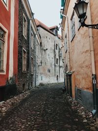 Narrow alley amidst buildings in city