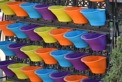 Multi colored chairs in row