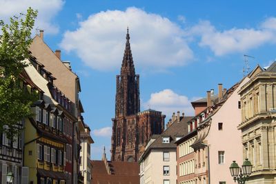 Low angle view of buildings against sky