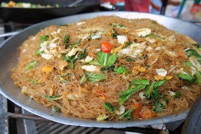 High angle view of food in plate