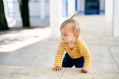 Full length of cute baby boy outdoors