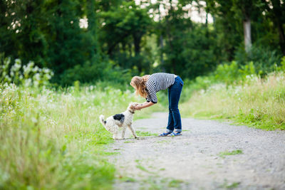 Full length of a dog on landscape