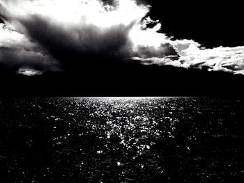 Scenic view of sea against cloudy sky