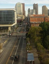 Vehicles on road in city