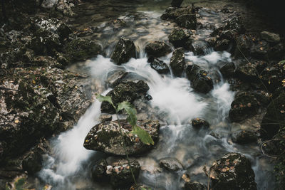 View of waterfall in sea