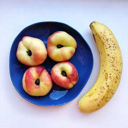 High angle view of apples on table