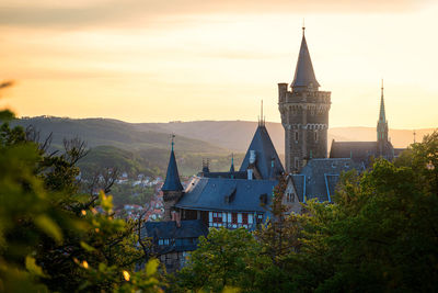 Low angle view of castle against sky. wernigerode germany