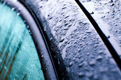 Close-up of wet car windshield