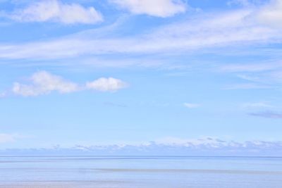 Scenic view of sea against blue sky