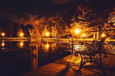 Illuminated street light at night