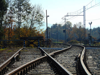 Railroad tracks on railroad track