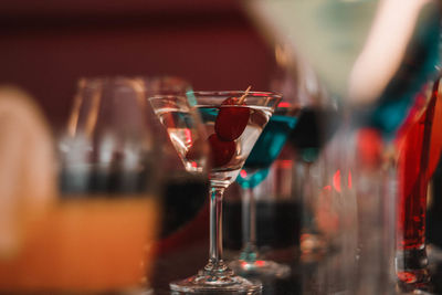 Close-up of martini on bar counter