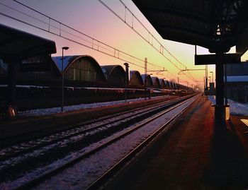 Railroad tracks seen through train window