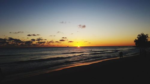 Scenic view of sea against sky at sunset