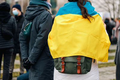 Ukrainian flags at the anti-war demonstration in berlin