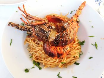 High angle view of meal served in plate
