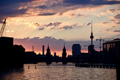 View of city at sunset