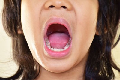 Close-up of boy with open mouth