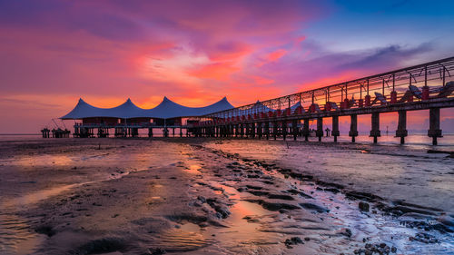 View of beach at sunset