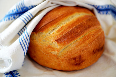 High angle view of bread on table