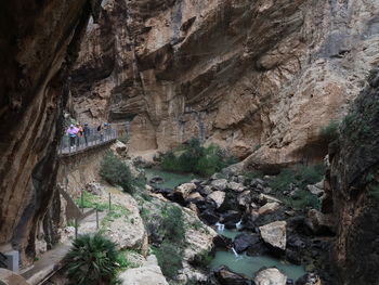 High angle view of river amidst rocks