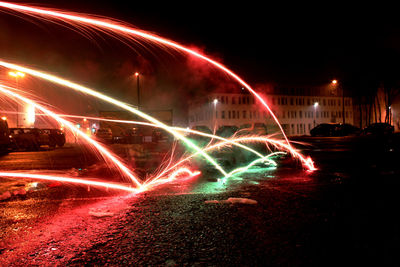 Light trails in city at night
