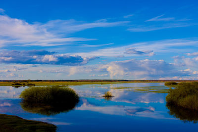 Scenic view of lake against sky