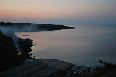 Scenic view of sea at sunset