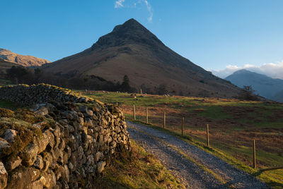 Scenic view of mountains against clear sky in lake district 