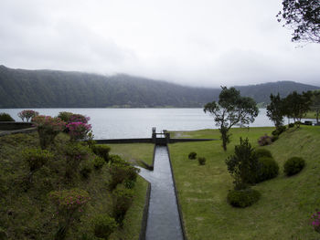 Scenic view of lake against sky