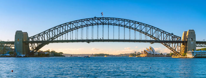 Bridge over river against clear sky