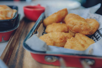 Close-up of served food in plate