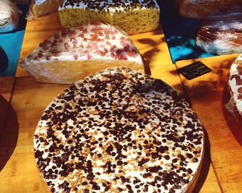 High angle view of bread on table