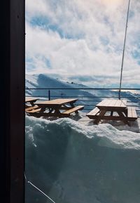 Scenic view of sea against sky during winter